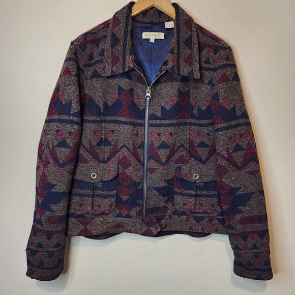Stetson Aztec Jacket Womens XL Wool Blend Full Zip Southwestern Country Western - Picture 12 of 12